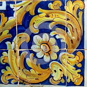 Antique portuguese tile corner