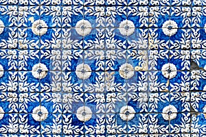 Antique portuguese tiles. Architecture background