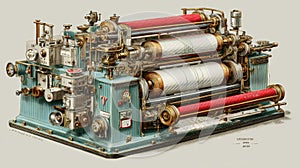 Antique Printing Press Machine Engaging in Traditional Printing Process