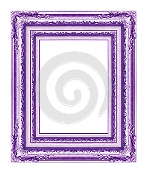 Antique purple frame isolated on white background