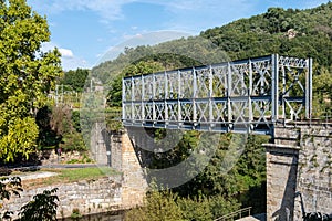 antique railway bridge in Ribadavia, Ourense. Galicia, Spain