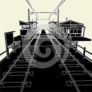 Antique Railway Station Vector 01