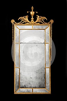 Antique rectangular mirror gilded with original glass