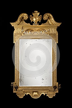 Antique rectangular mirror gilded with original glass