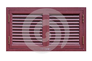 Antique red brown wooden shutters window isolated on a white background
