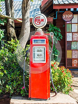 Antique Red Gasoline pump station