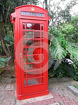 Antique red telephone booth