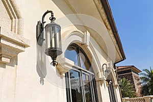 Antique resort hotel Arched window light