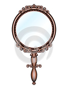 Antique retro hand-held mirror