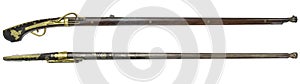 Antique Rifle guns on a white background