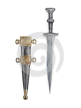 Antique Roman dagger with scabbard