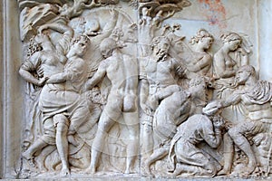 Antique roman relief ,Florence, Italy