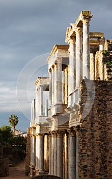 Antique Roman Theatre in sunny morning at Merida