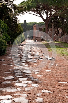 Antique roman way at Ostia Antica Rome