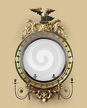 Antique round hall mirror