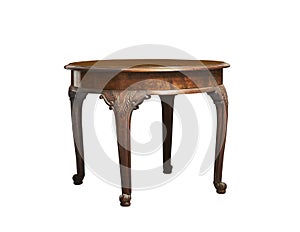 Antique round table against white