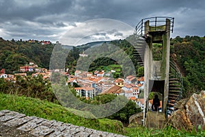 Antique run-down abandoned vigilance tower, Cudillero village