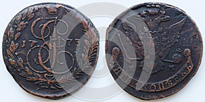 Antique russian coin 5 kopecks 1773 photo