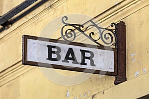 Antique and rustic bar sign