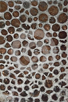 Antique Rustic Cordwood Log Cabin House Wall Background