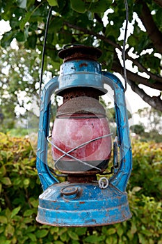 Antique rusty petroleum lamp