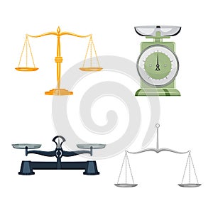 Antique scales set vector illustration on wite background