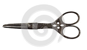 Antique scissors isolated on white