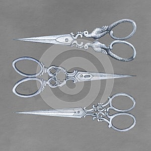 Antique scissors - vintage accessory.