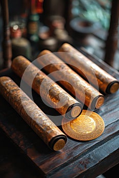 Ancient Scrolls and Golden Medallion