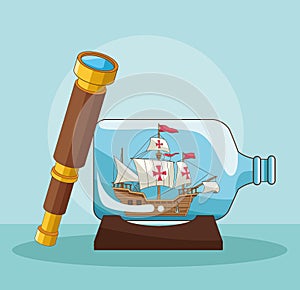 Antique sea navigation tools cartoons