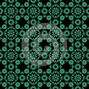 Antique seamless green background cross round vintage flower