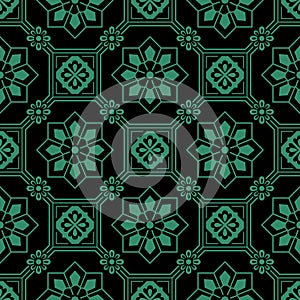 Antique seamless green background octagon square frame