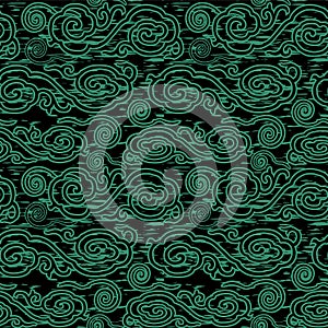 Antique seamless green background oriental Chinese cloud