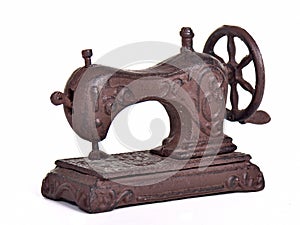 Antique sewing machine isolated