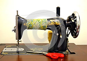 Antique Sewing Machine on white