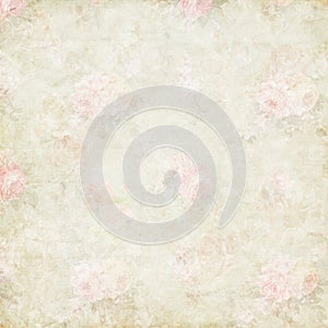 Antique shabby pink roses paper background photo