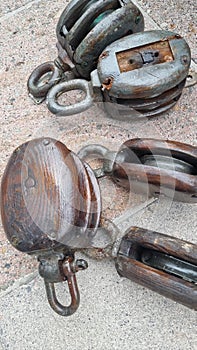 Antique Ships bocks and Shackles