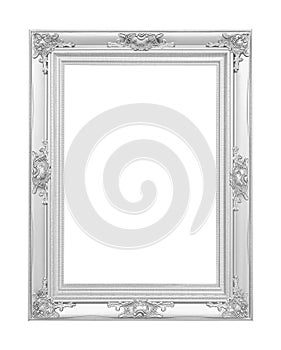 Antique silver frame isolated on white background