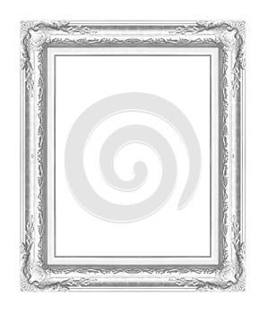 Antique silver frame isolated on white background