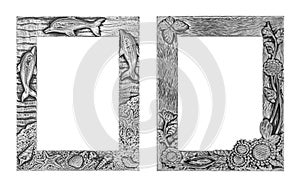Antique silver frame isolated on white background, clipping path