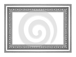 The antique silver frame on white background