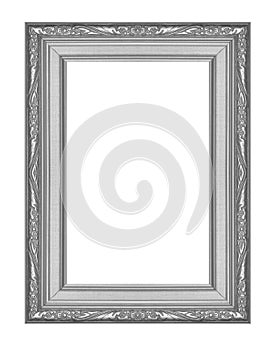 Antique silver gray  frame isolated on white background, clipping path