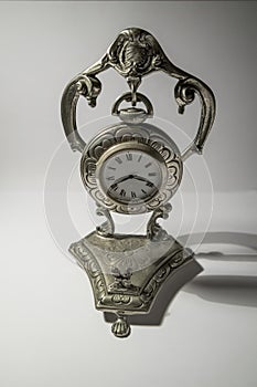 Antique silver table clock