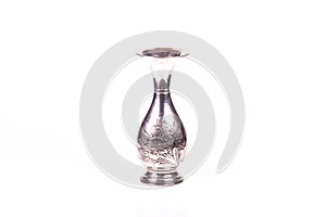 Antique silver vase with engraving decoration