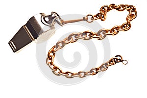 Antique silver whistle isolated