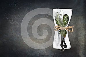 Antique Silverware over Grunge Background