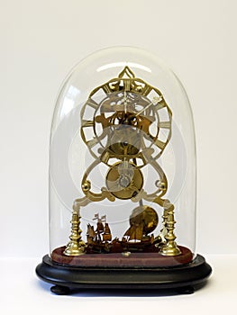 An antique skeleton clock