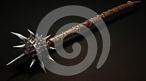 Antique Spear With Spikes - Photobashing Style - Detailed Crosshatching