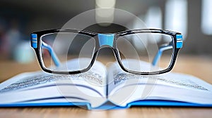 Antique Spectacles Resting on an Open Book