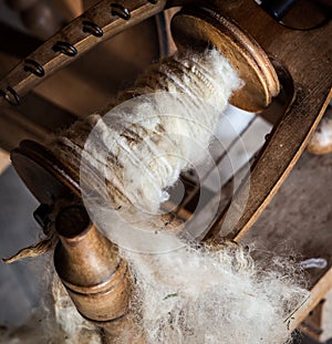 Antique spinning wheel yarn spool